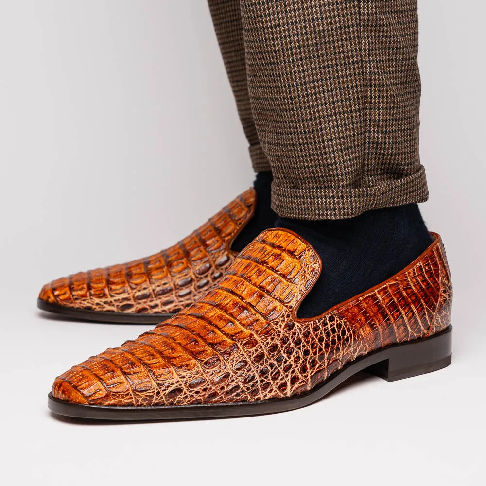 Marco Di Milano Trento Caiman Fuscus Rustic Cognac Stripe