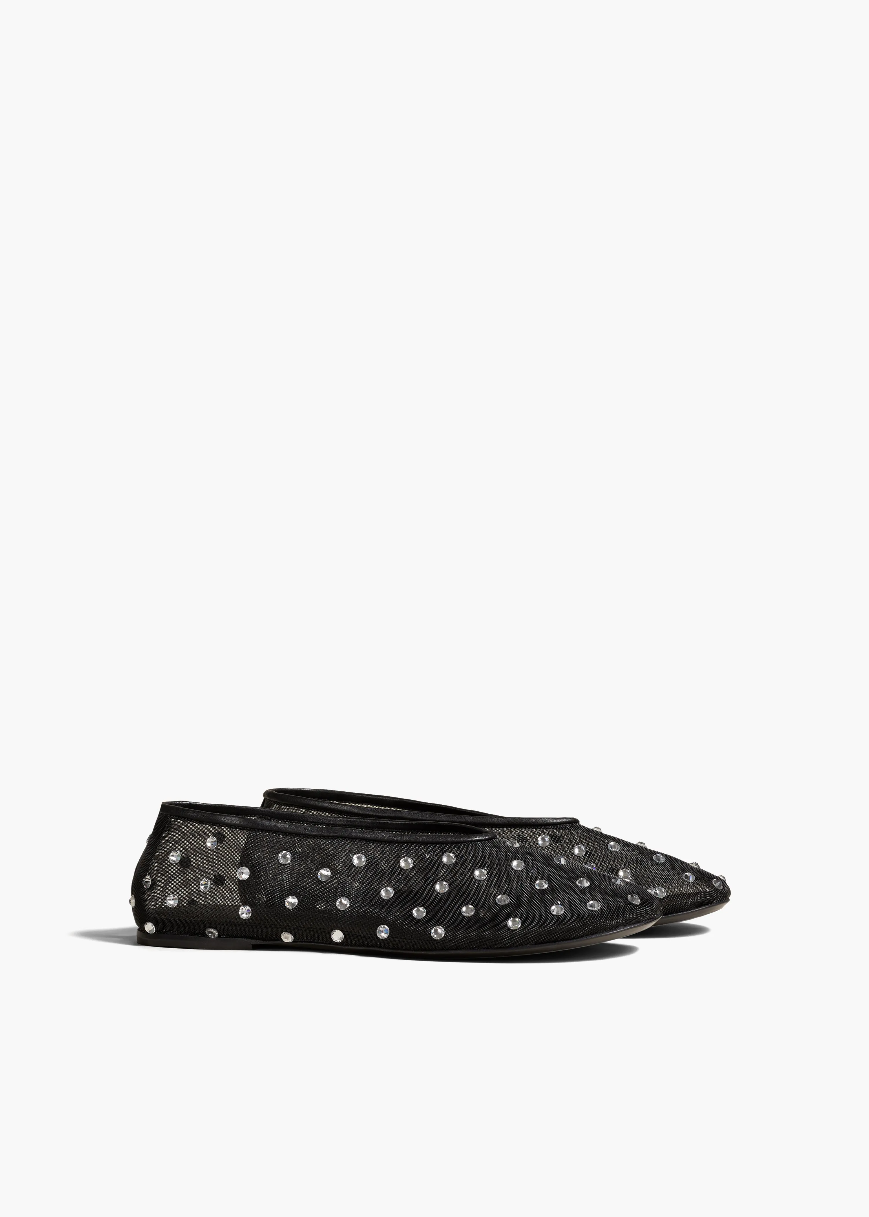 Marcy Flat in Black Mesh with Crystals