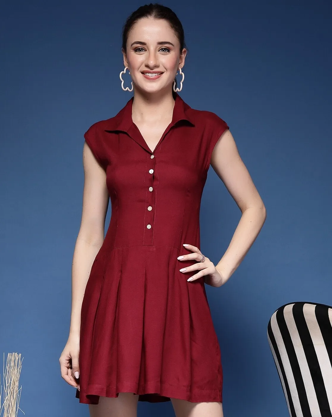 Maroon Muse Sleeveless Mini Dress