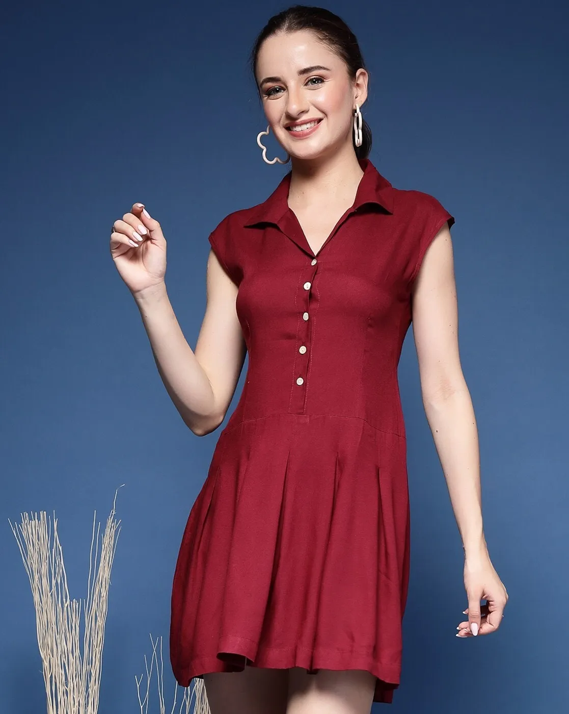 Maroon Muse Sleeveless Mini Dress