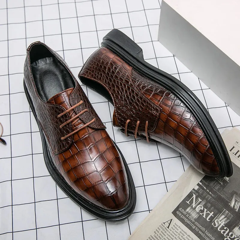 Men's Embossed Leather Comfortable Business Dress Loafers