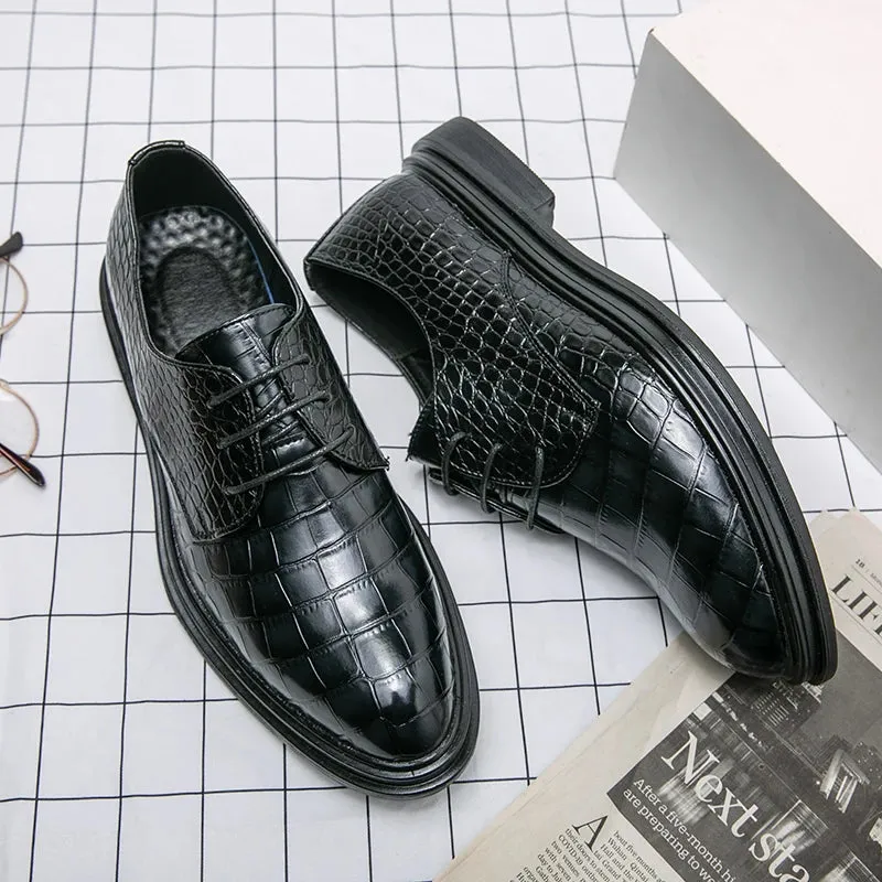 Men's Embossed Leather Comfortable Business Dress Loafers