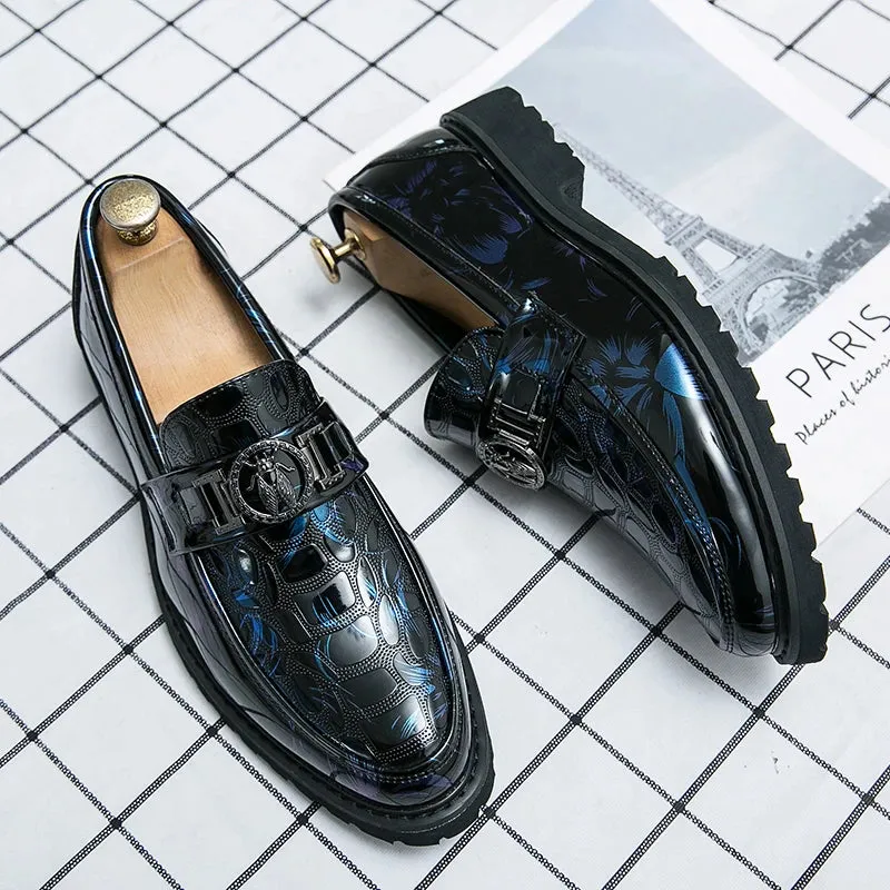 Men's Embossed Leather Comfortable Business Dress Loafers