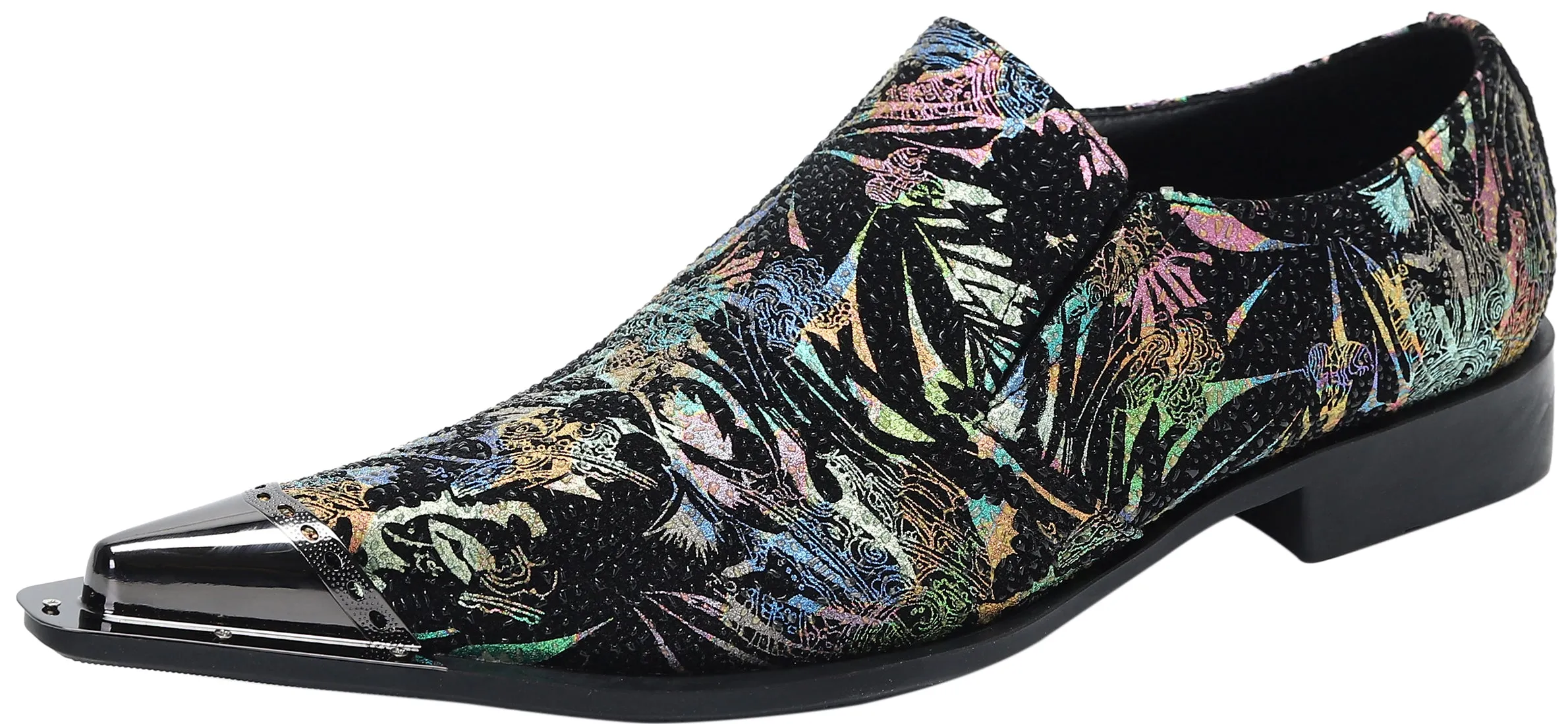 Men's Metal Tip Western Graphic Print Loafers