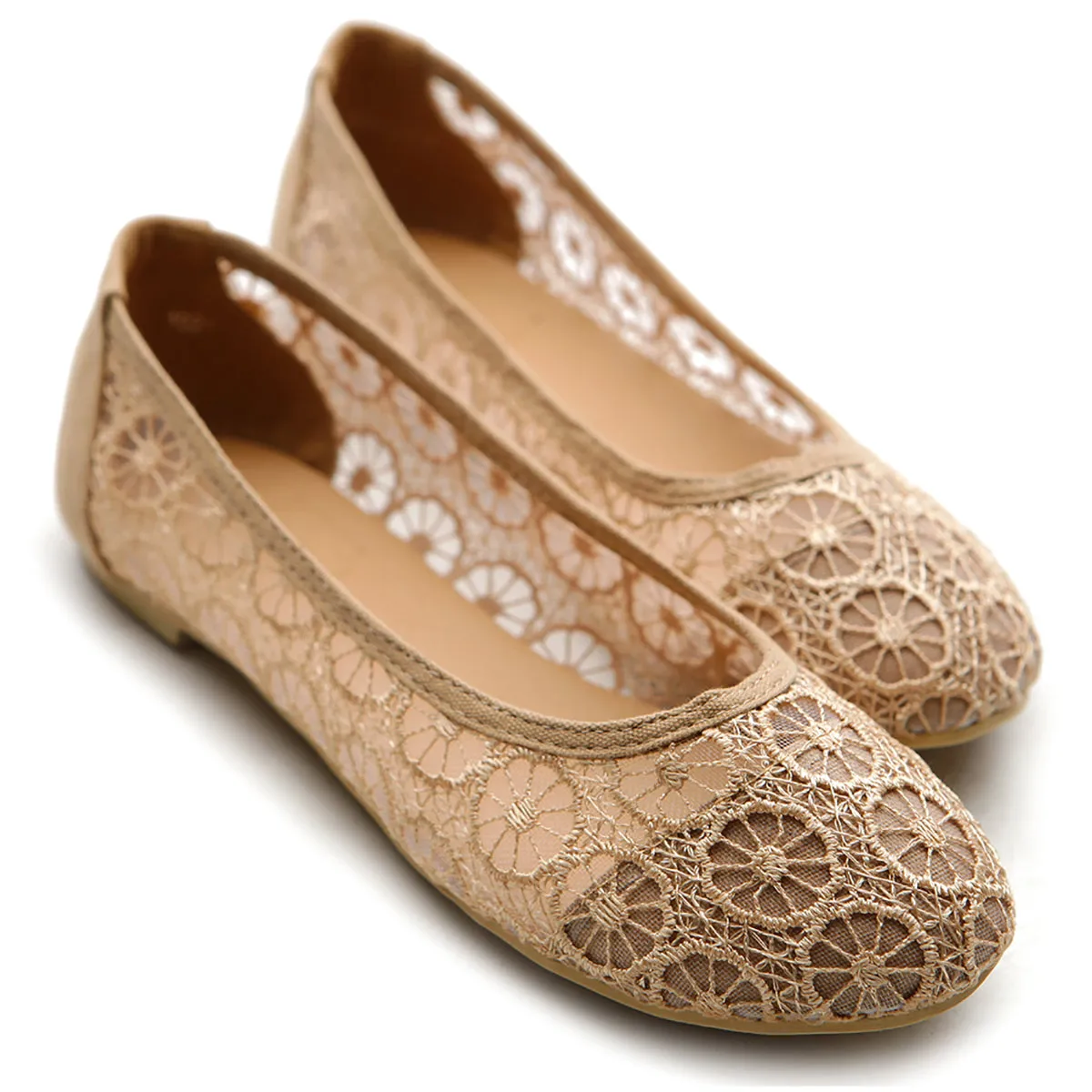 Ollio Women's Ballet Shoe Floral Lace Breathable Flat