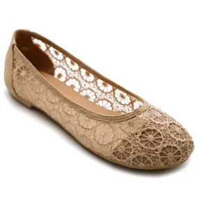 Ollio Women's Ballet Shoe Floral Lace Breathable Flat