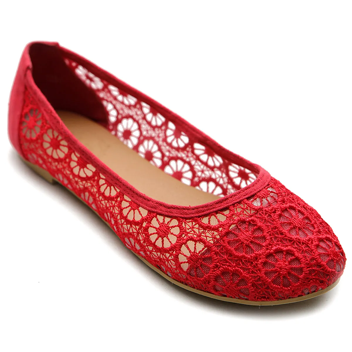 Ollio Women's Ballet Shoe Floral Lace Breathable Flat