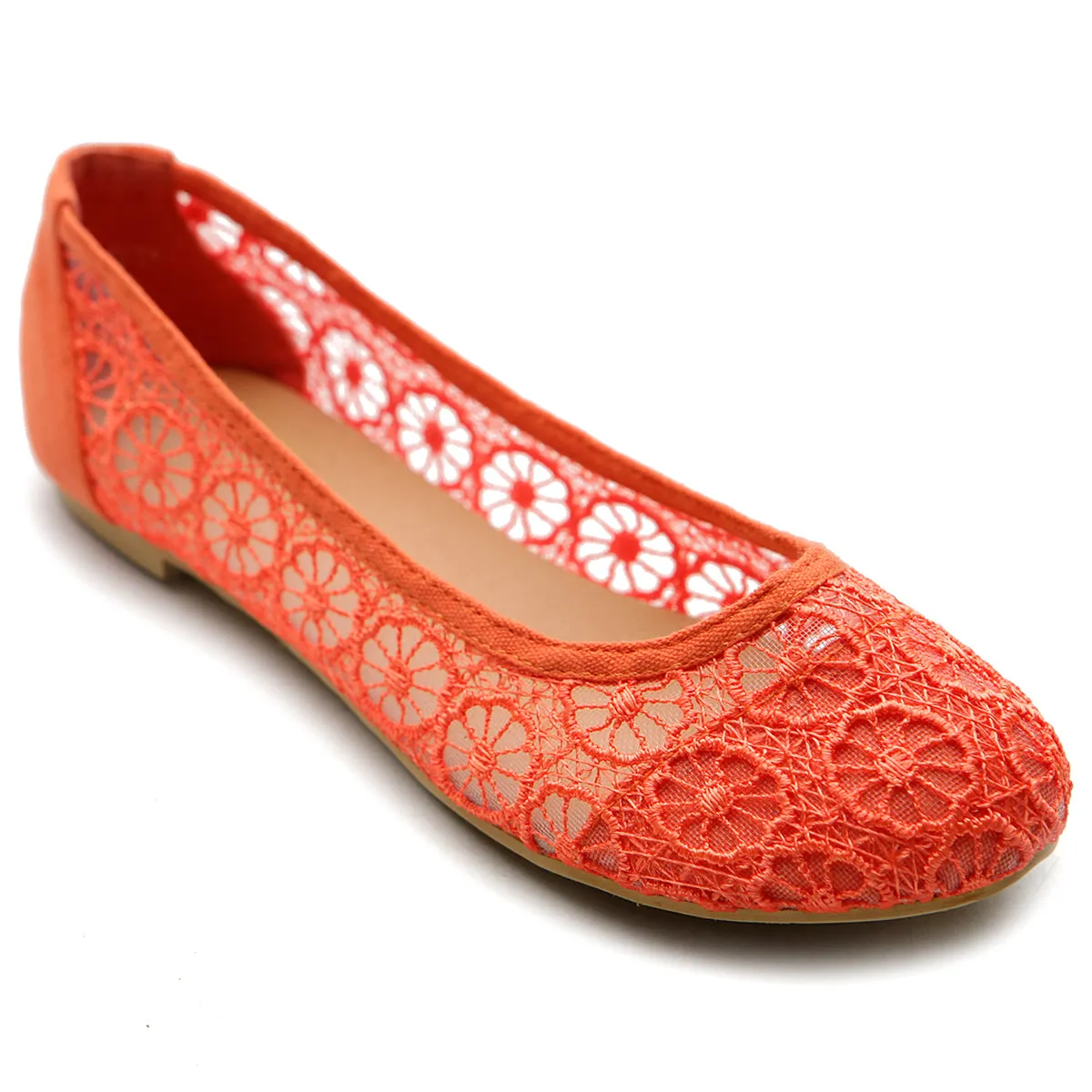 Ollio Women's Ballet Shoe Floral Lace Breathable Flat