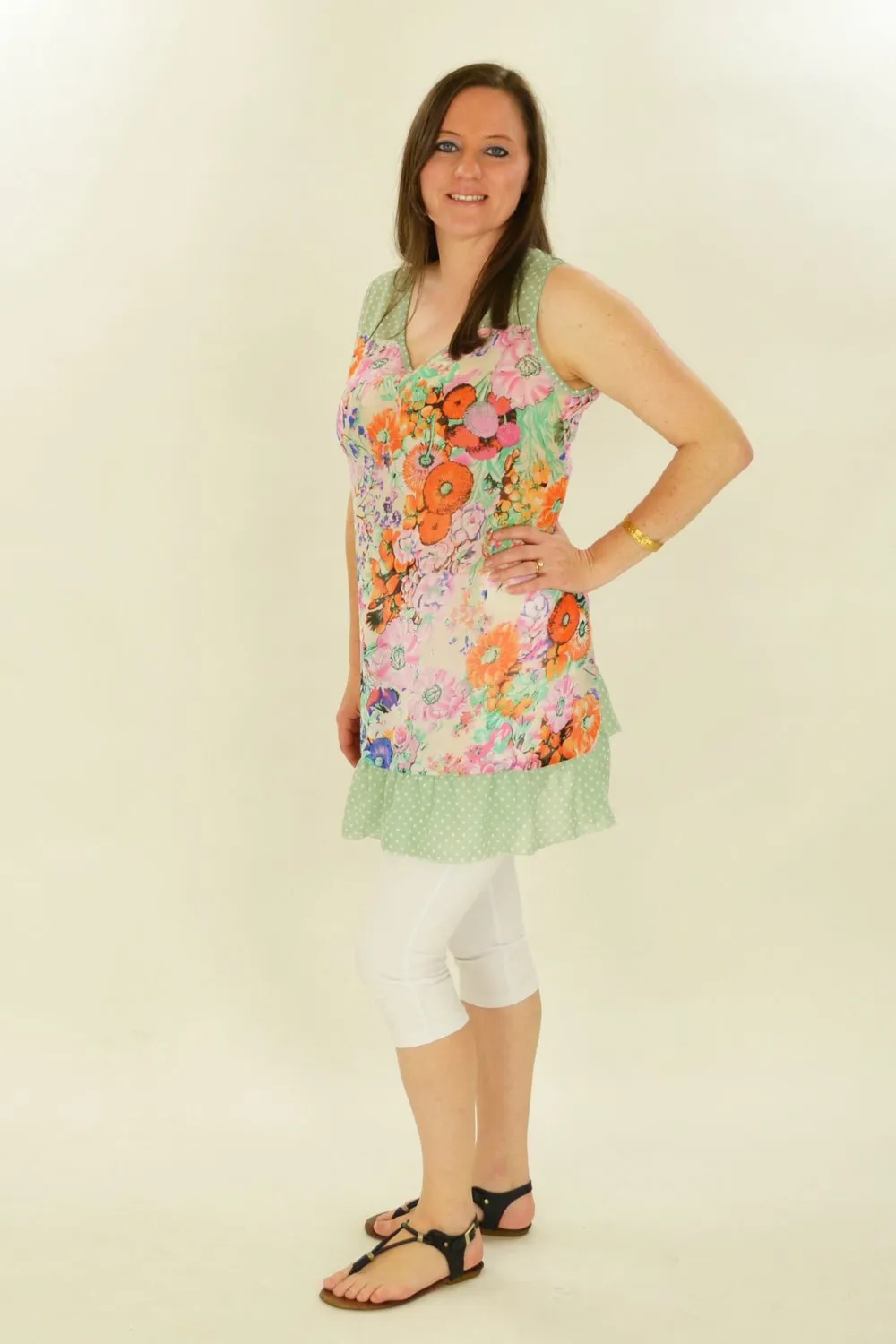 Orange Meadow Flowers Tunic