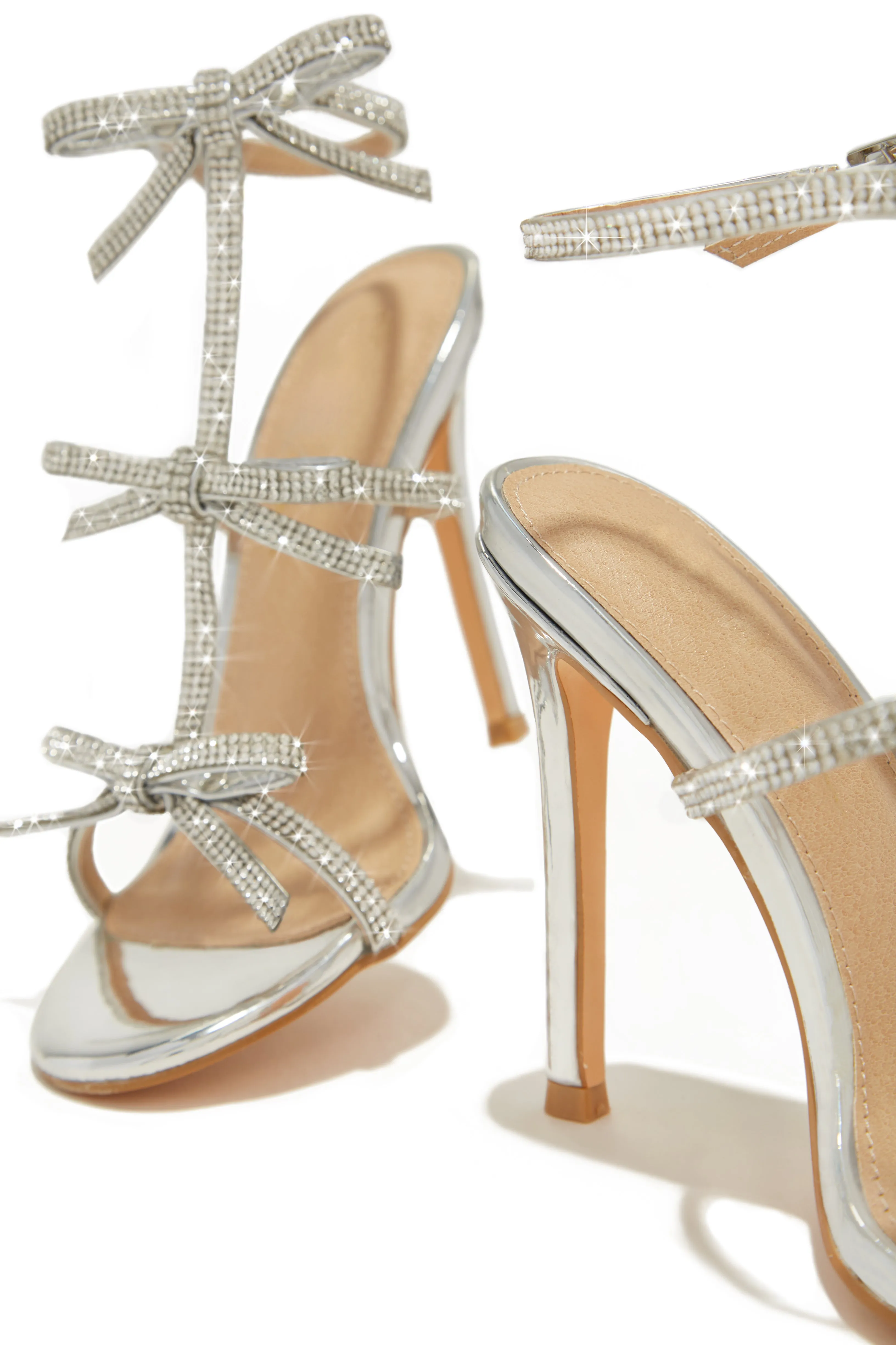 Party Season Embellished High Heels - Silver