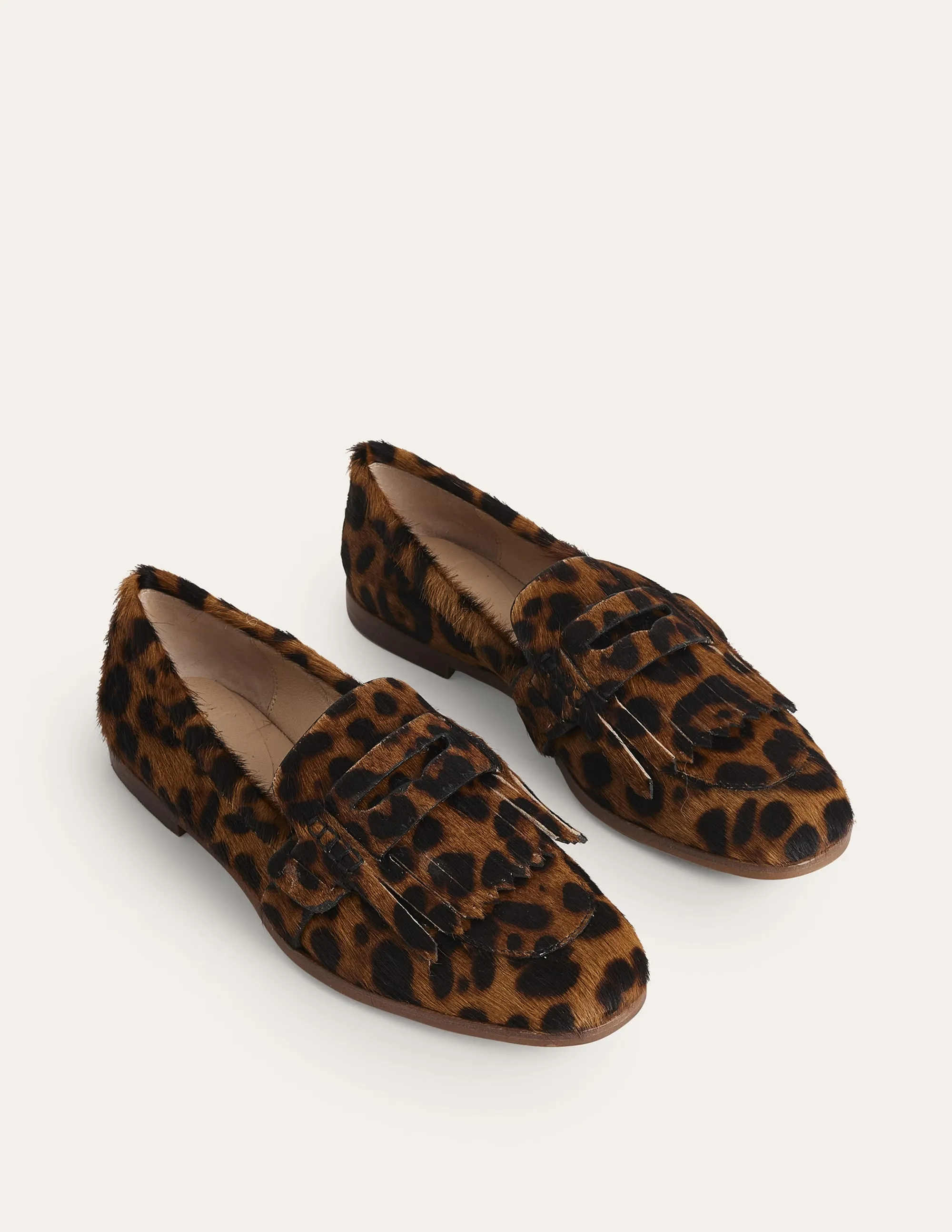 Penny Detail Loafers-Leopard Pony Hair