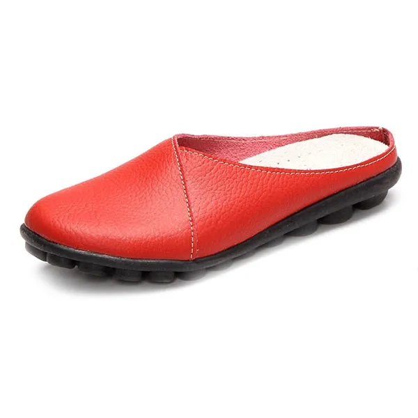 Plardin Cow Muscle Ballet Summer Women Genuine Leather Shoes Woman Flat Flexible Nurse soft Peas Loafer Flats flip flops women