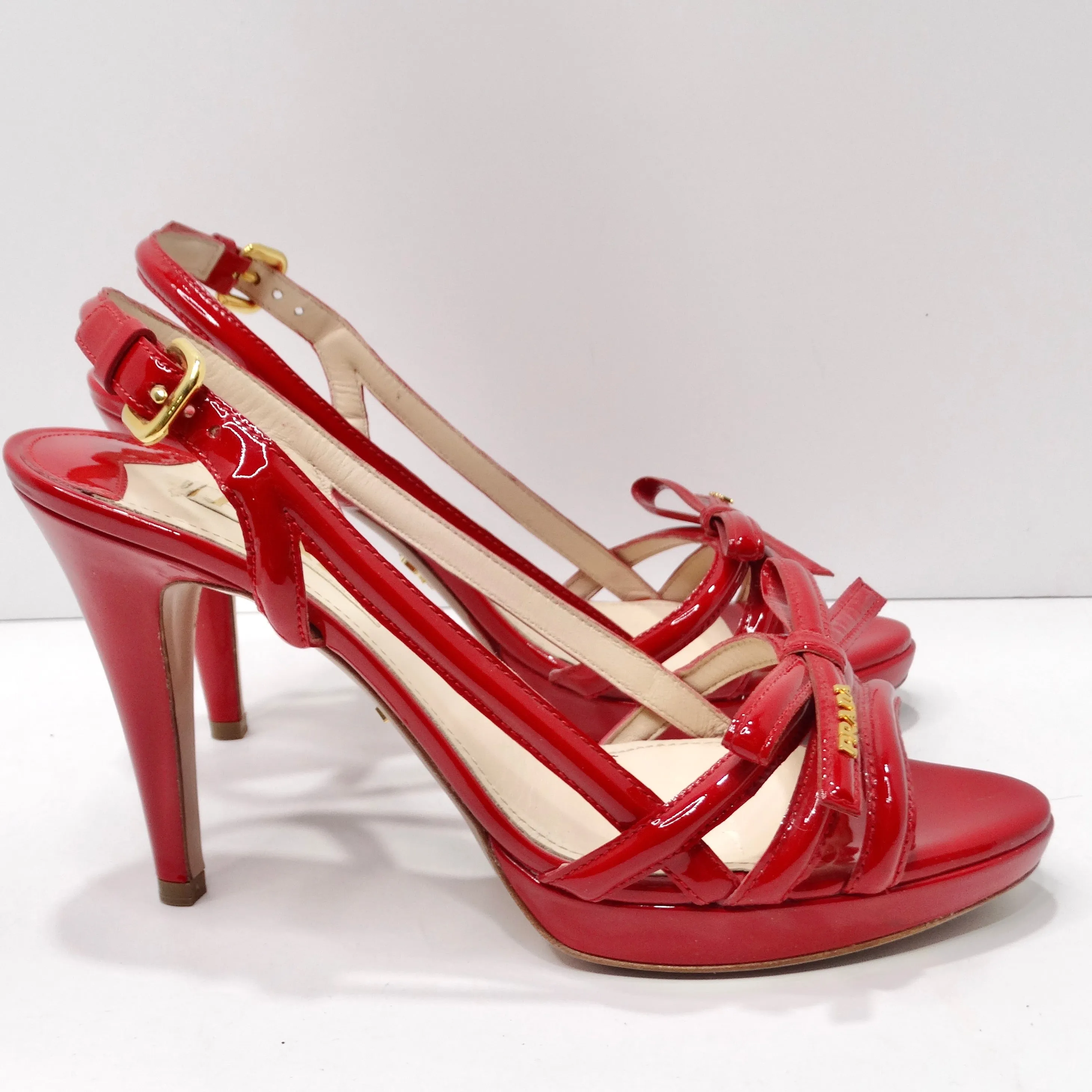 Prada Red Patent Leather Slingback Heels