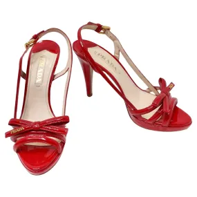 Prada Red Patent Leather Slingback Heels