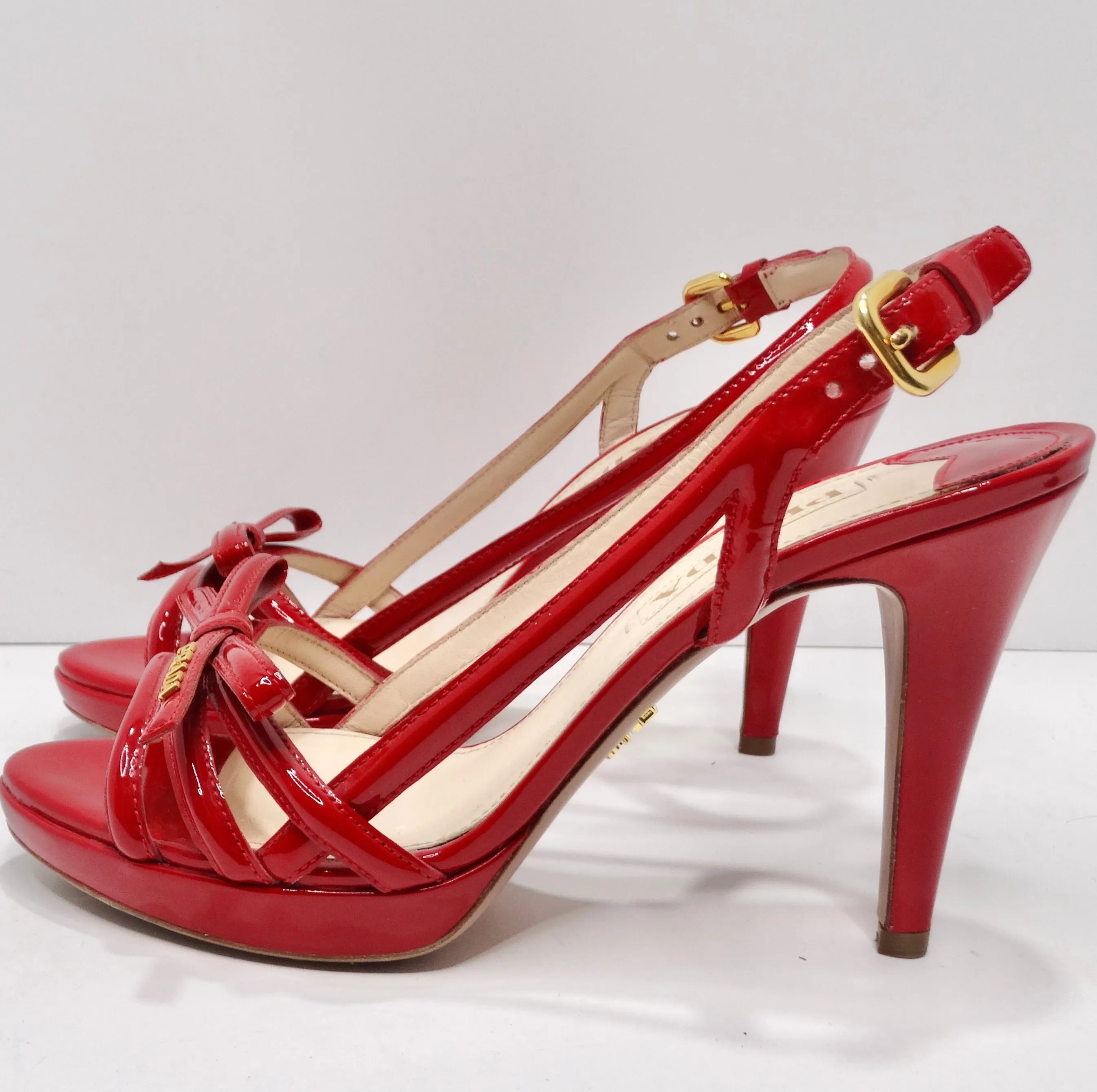 Prada Red Patent Leather Slingback Heels