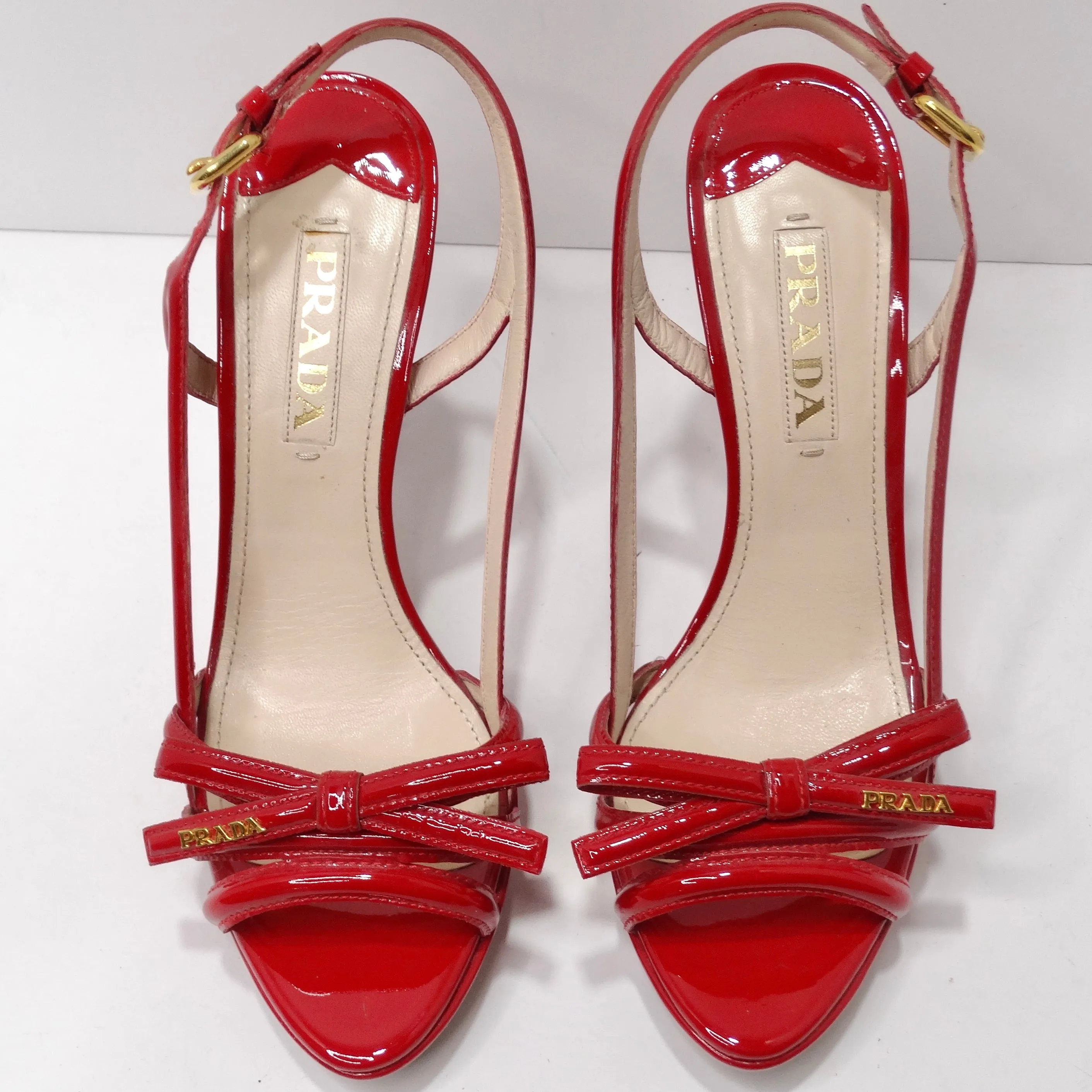 Prada Red Patent Leather Slingback Heels