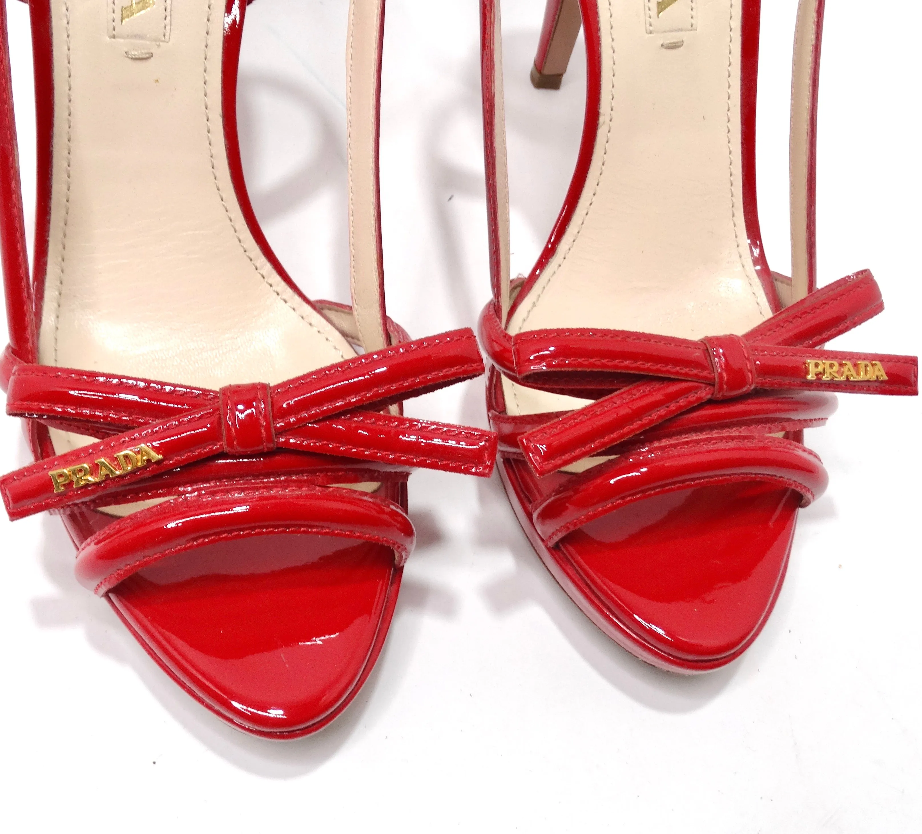 Prada Red Patent Leather Slingback Heels