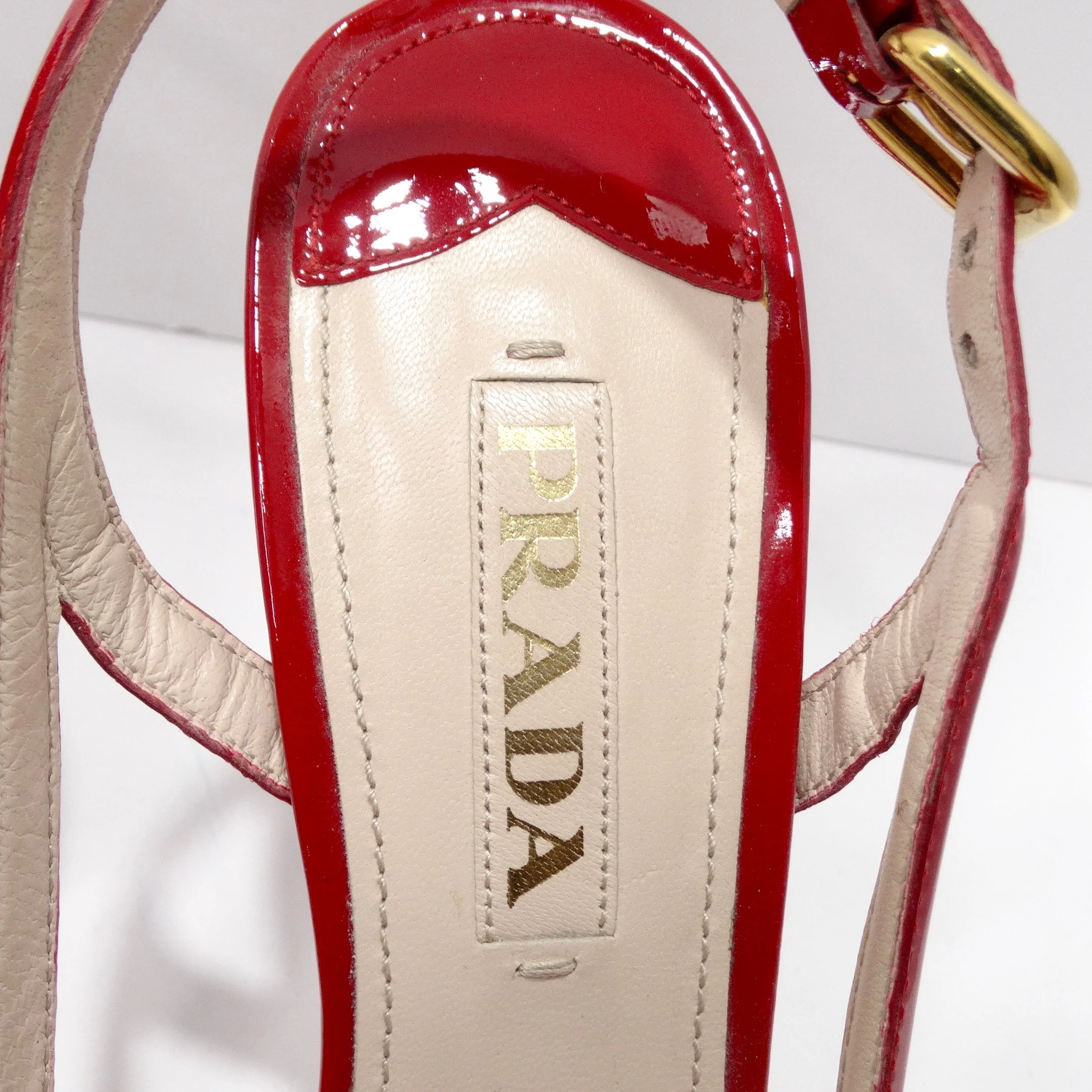 Prada Red Patent Leather Slingback Heels