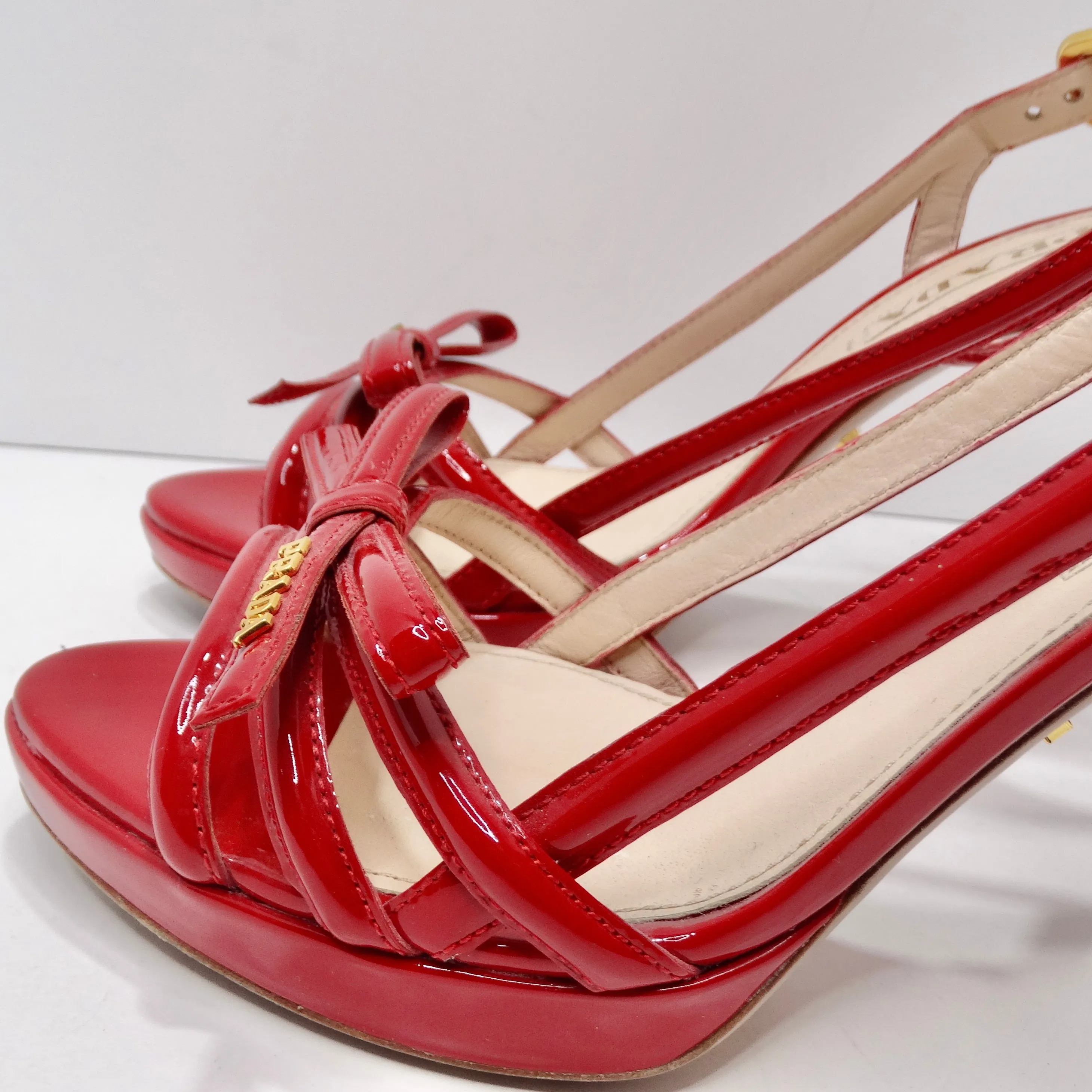 Prada Red Patent Leather Slingback Heels