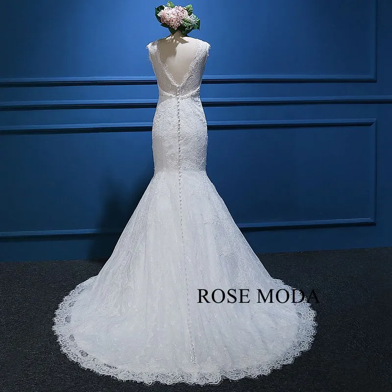 Rosemoda Fit and Flare Chantilly Lace Mermaid Wedding Dress