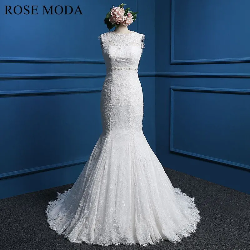 Rosemoda Fit and Flare Chantilly Lace Mermaid Wedding Dress