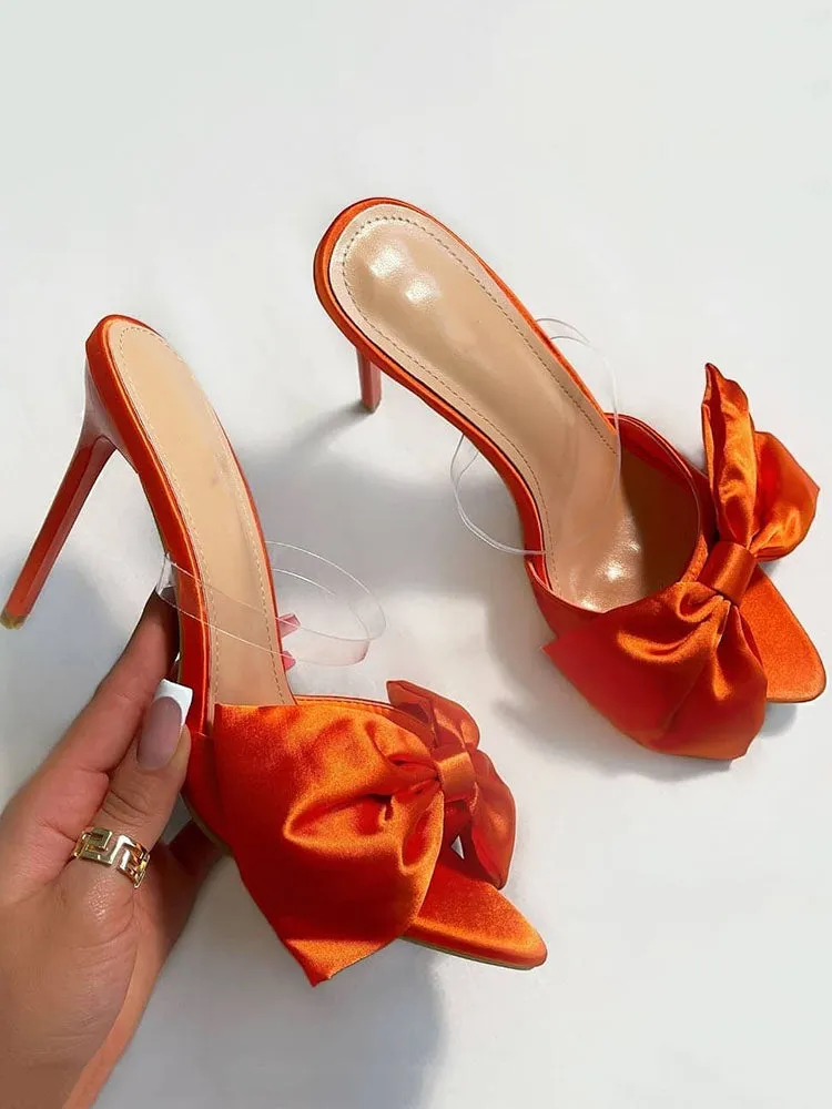 Satin Bow Stiletto Heels