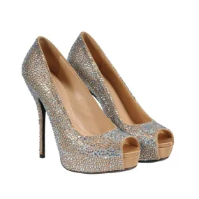 Sofia Etoile Pumps US 7 EU 37 Silver Blue Crystal Strass Heels