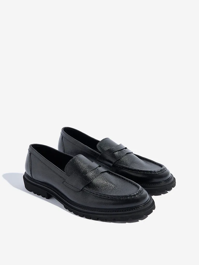 SOLEPLAY Black Solid Leather Loafers