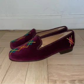 Stubbs & Wootten x J. Crew Glasgow Palm Beach Velvet Argyle Embroidered Loafers (W6)