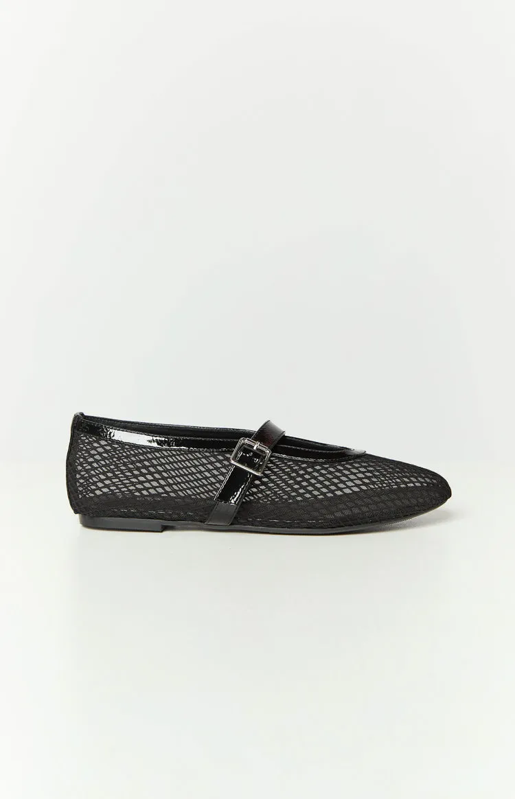 Therapy Addie Black Crinkle Patent PU Ballet Flats