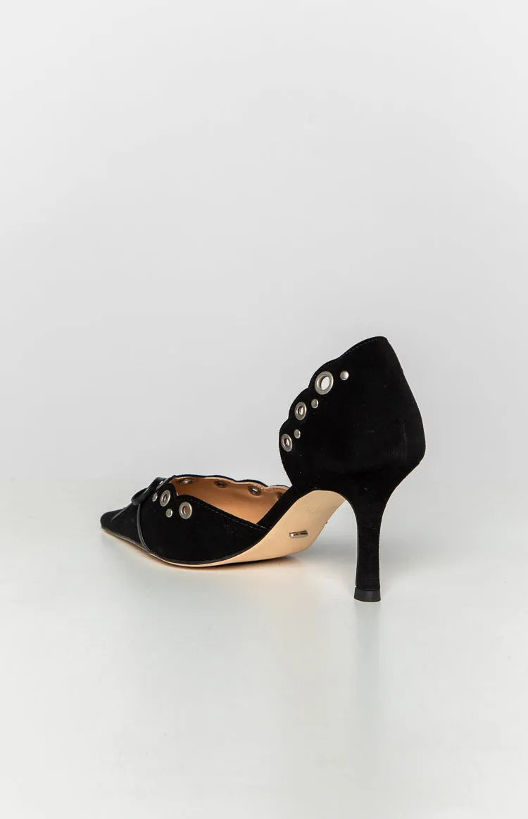 Tony Bianco Safari Black Suede Heels