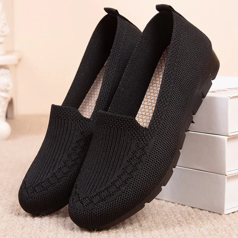 Women Loafers Shoes Knitted Flats Shoe Woman Comfort Female Breathable Mesh Slip On Footwear Casual Ladies Sneakers Spring