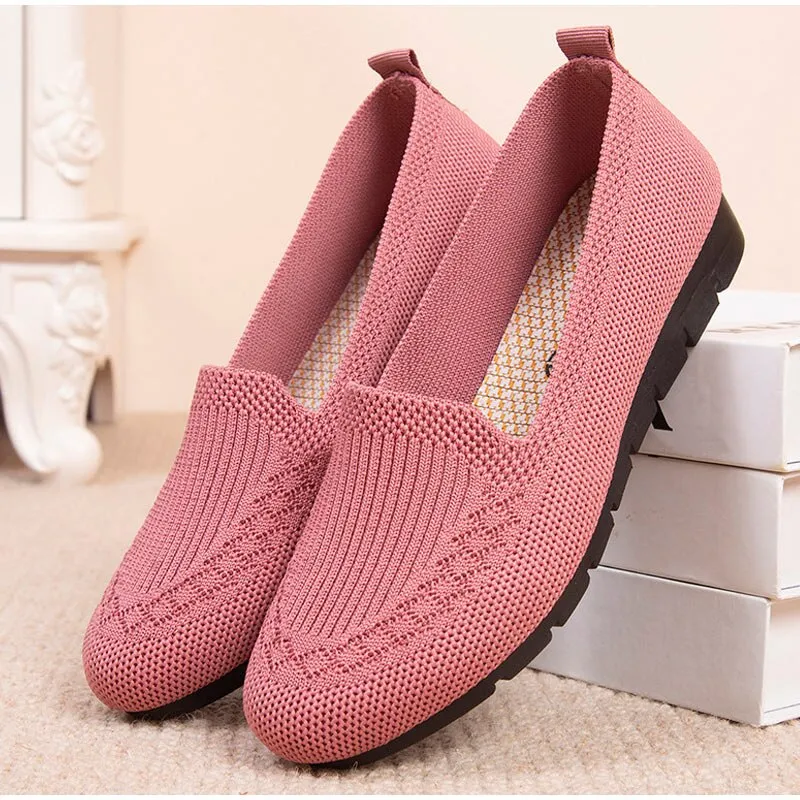 Women Loafers Shoes Knitted Flats Shoe Woman Comfort Female Breathable Mesh Slip On Footwear Casual Ladies Sneakers Spring