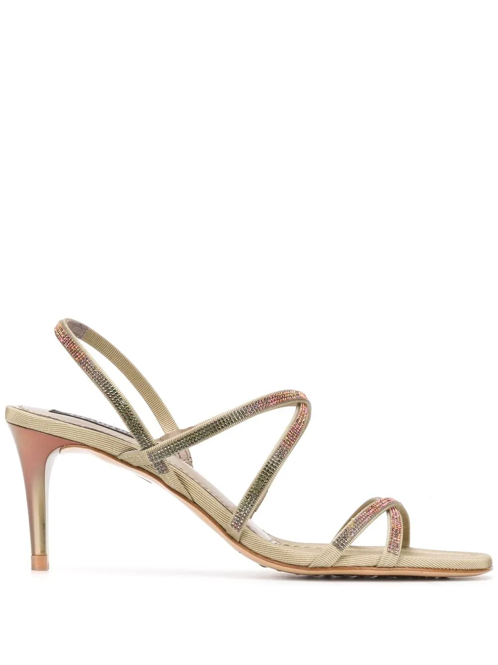 Xareni Swarovski Crystal crossover strap ankle sandals